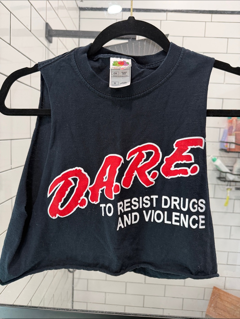 D.A.R.E. Black Graphic Crop Muscle Tee vintage -ish